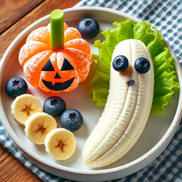 Halloweenové ovoce pro děti na tančící ploše