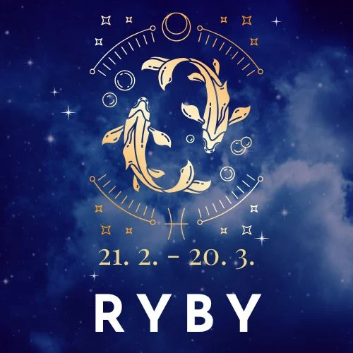 Znak zvěrokruhu Ryby s daty a hvězdami