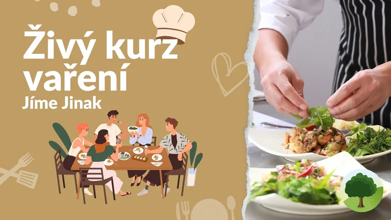 Živý kurz vaření s jídelním stolem a kuchařem
