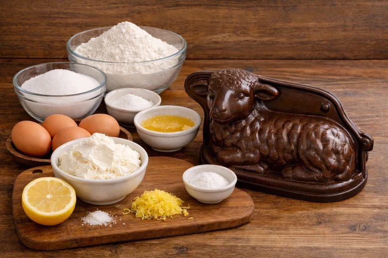 Ingredience na tvarohový beránek s ovčí formou