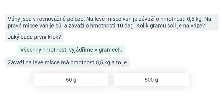 Matematický příklad na převod hmotnosti z kg na g